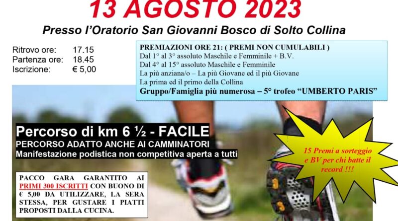 SoltoRun, appuntamento al 13 agosto con la X edizione