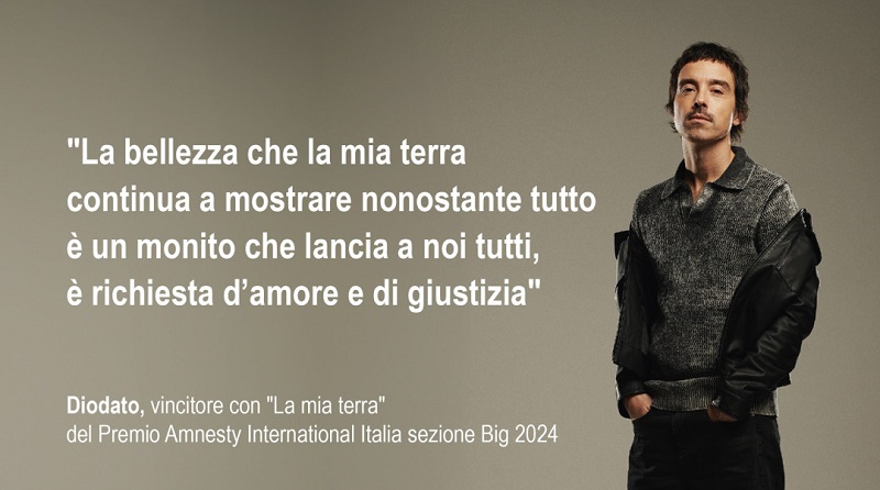 A Diodato il Premio Amnesty per “La mia terra”. Annunciati anche gli 8 semifinalisti della sezione emergenti