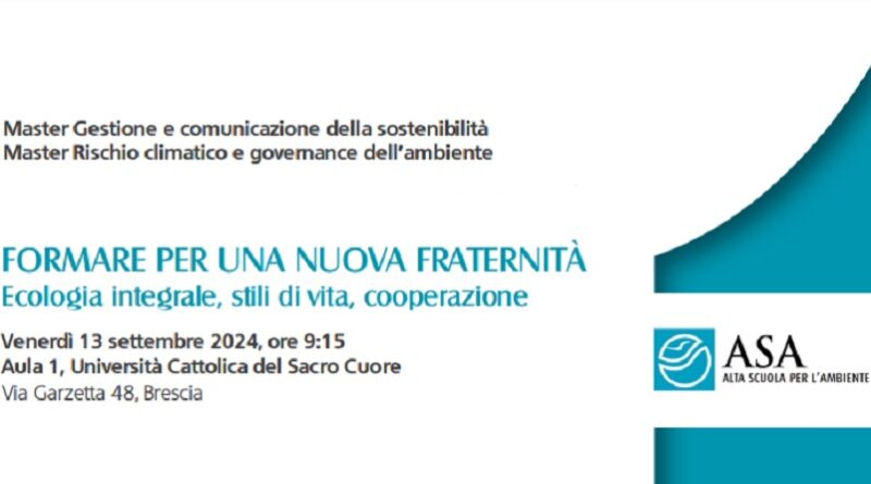 Formare per una nuova fraternità. Ecologia integrale, stili di vita, cooperazione